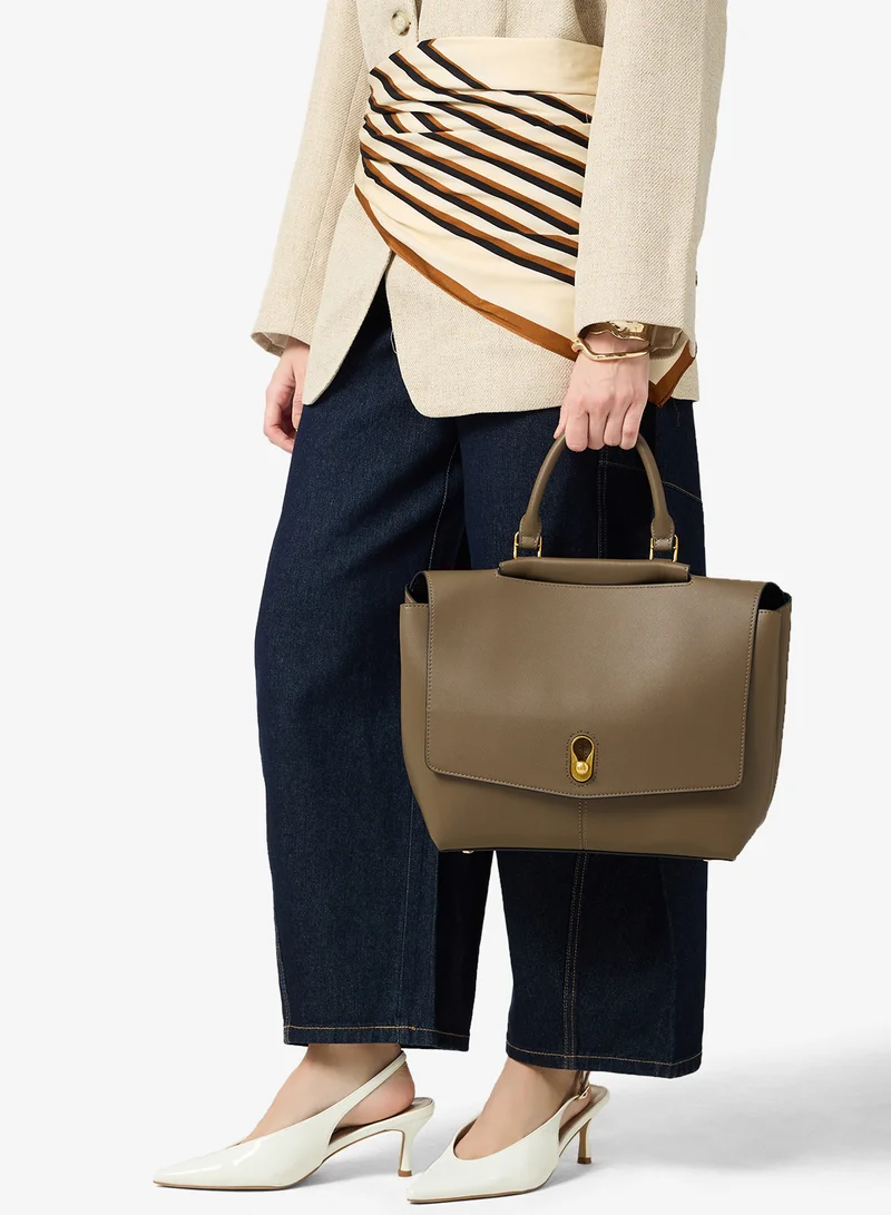 ELLA  Flap Top Handle Bag With Gold Accent for Women | Best Price UAE